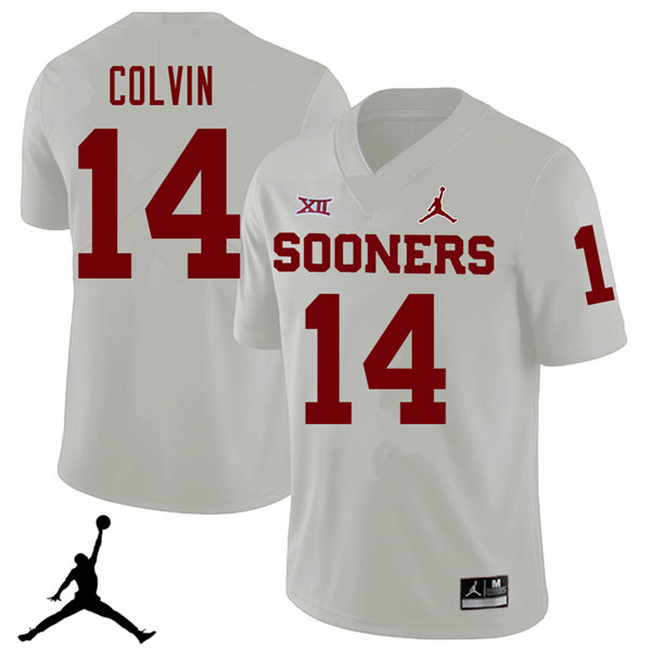 Jordan Brand Men #14 Aaron Colvin Oklahoma Sooners 2018 College Football Jerseys Sale-White - Click Image to Close